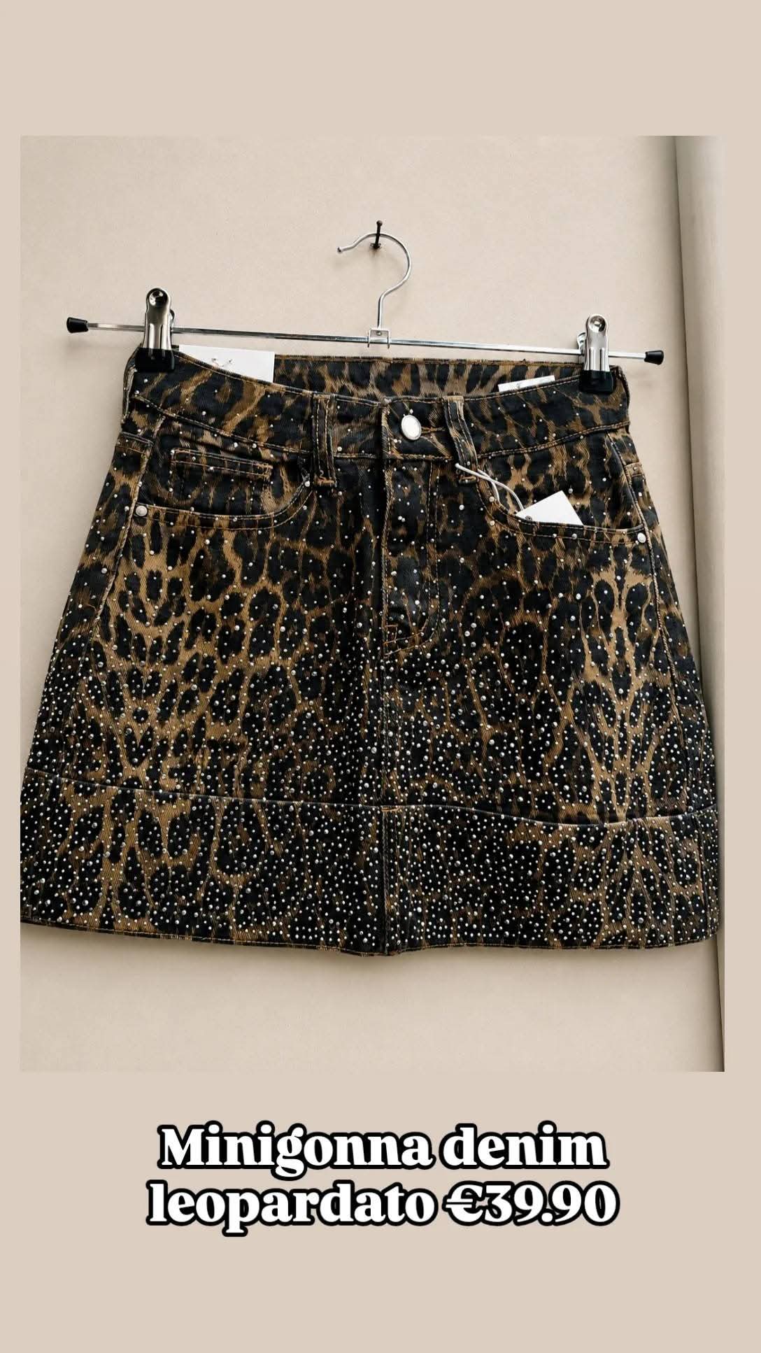 Minigonna denim leopardo