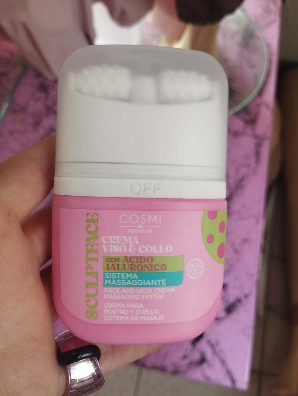 Crema viso e collo con sistema massaggiante