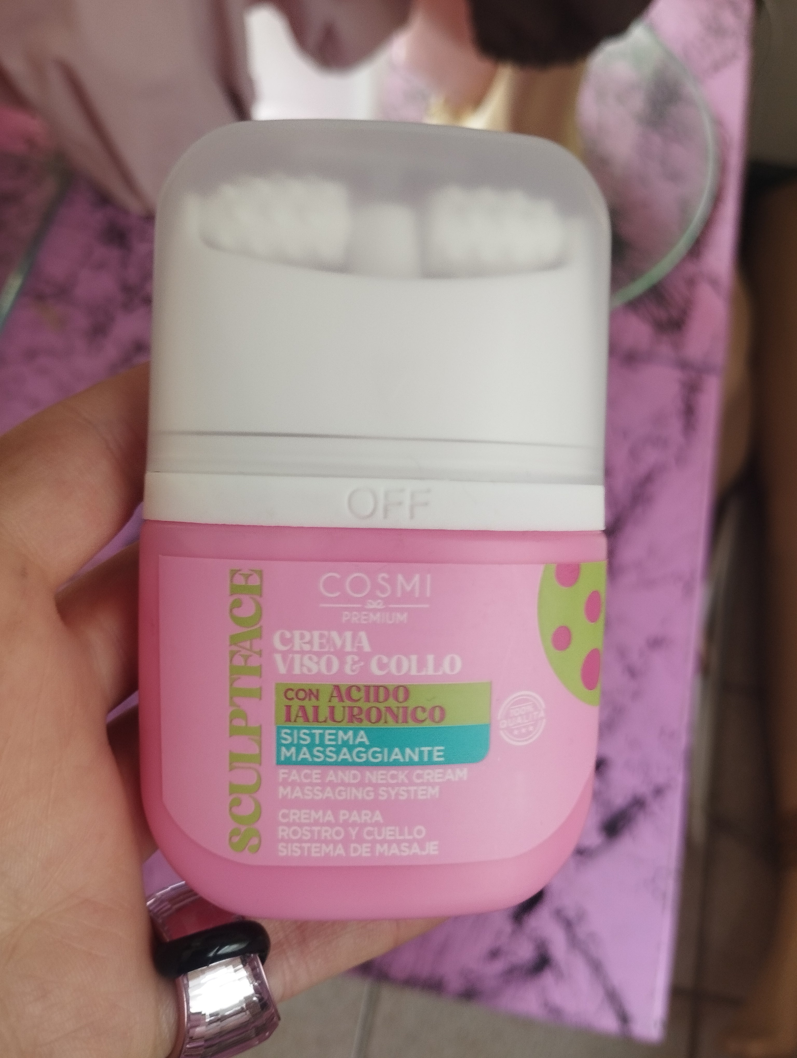Crema viso e collo con sistema massaggiante