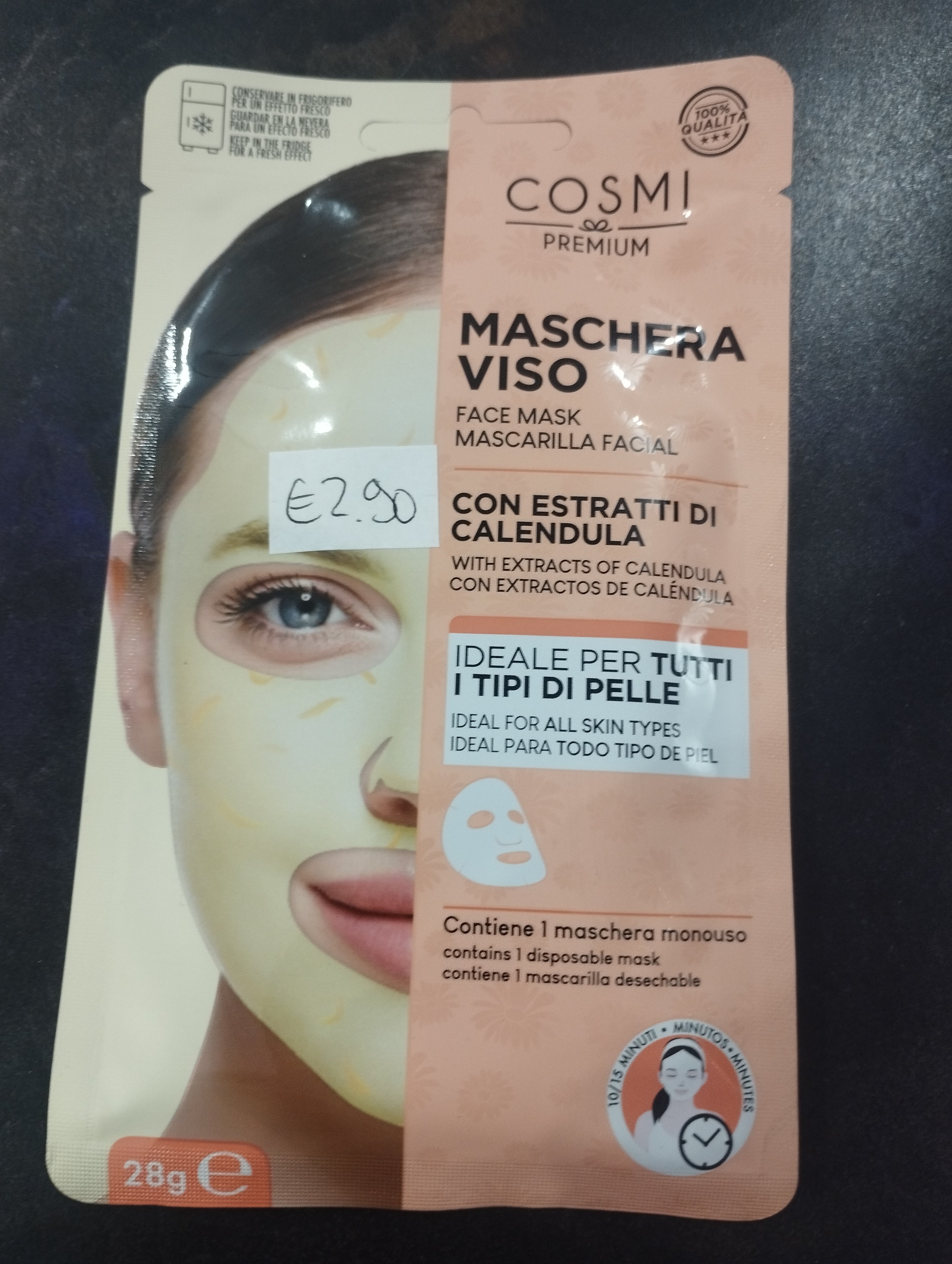 Maschera viso estratto di calendula