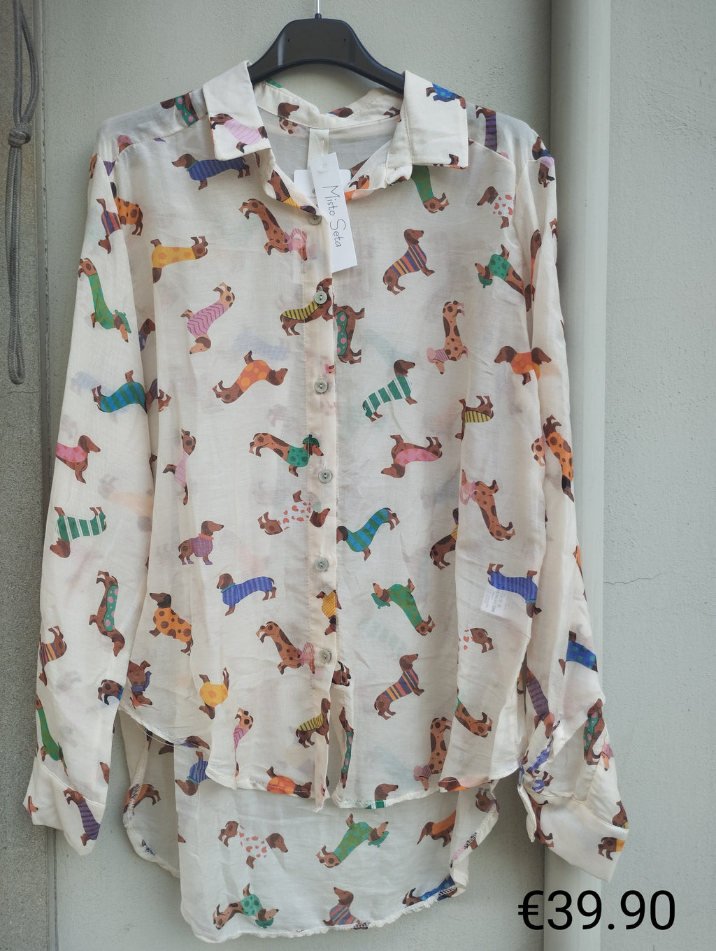 Camicia misto seta con bassotti