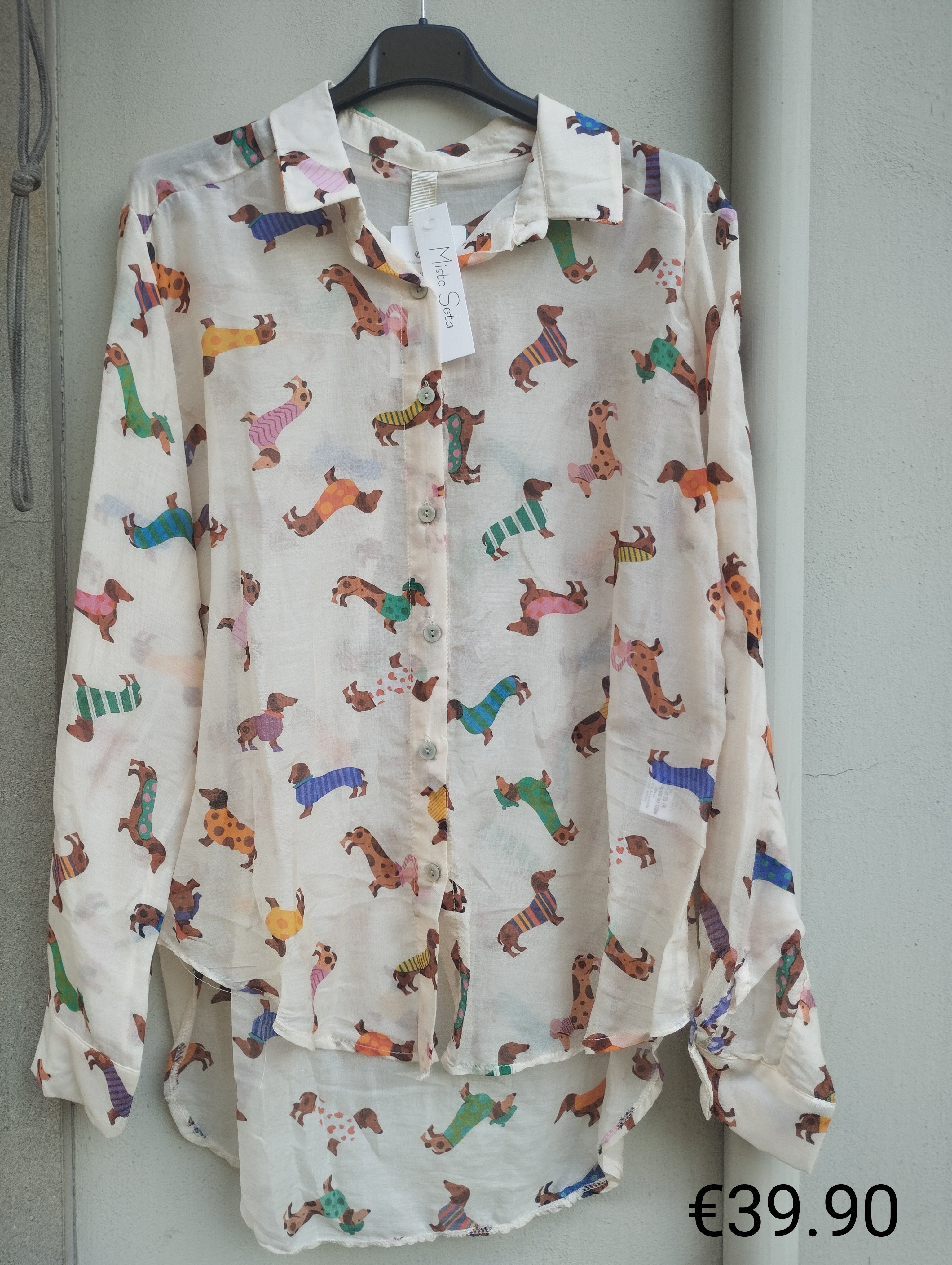 Camicia misto seta con bassotti