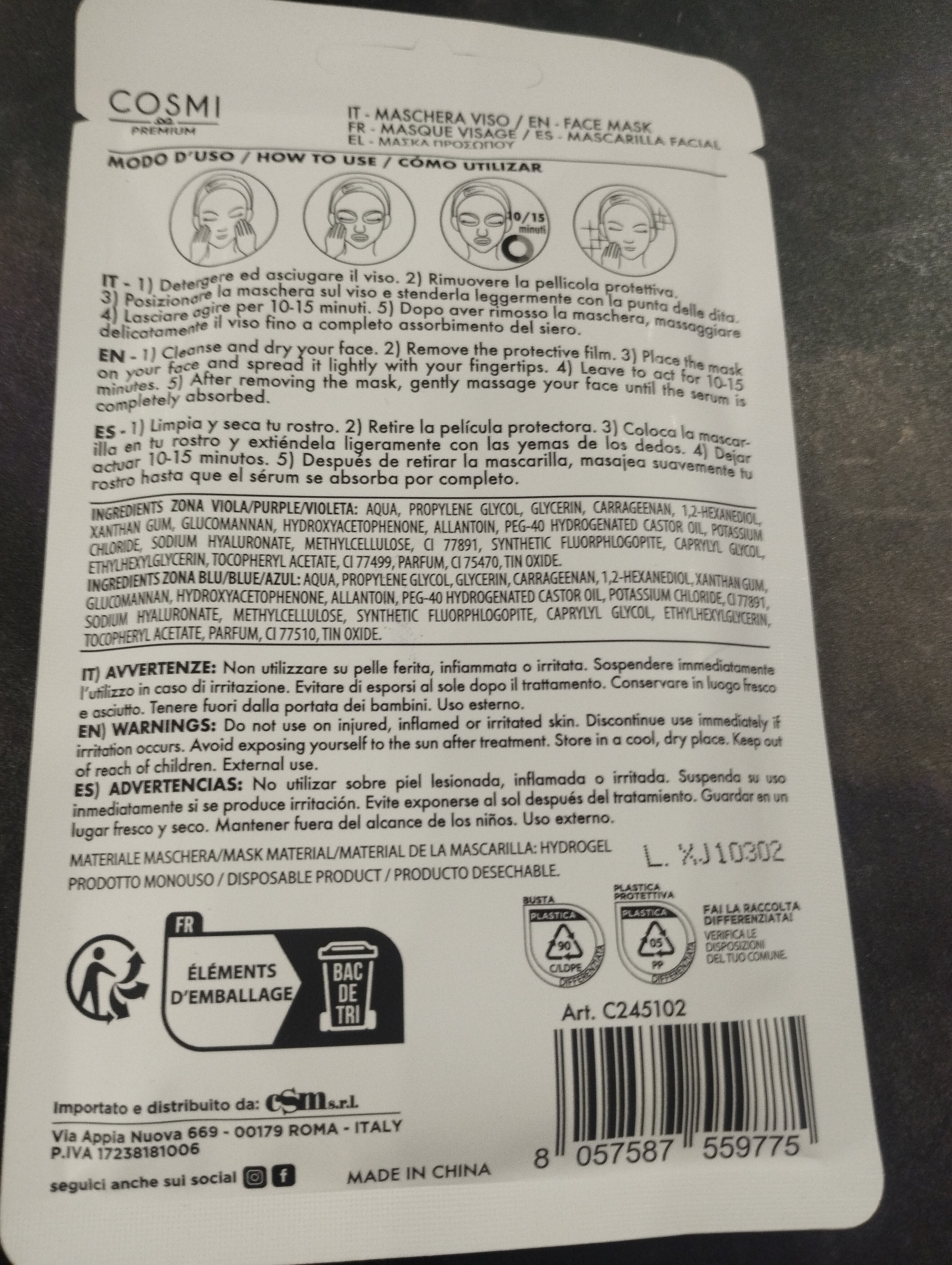Maschera viso doppia funzione