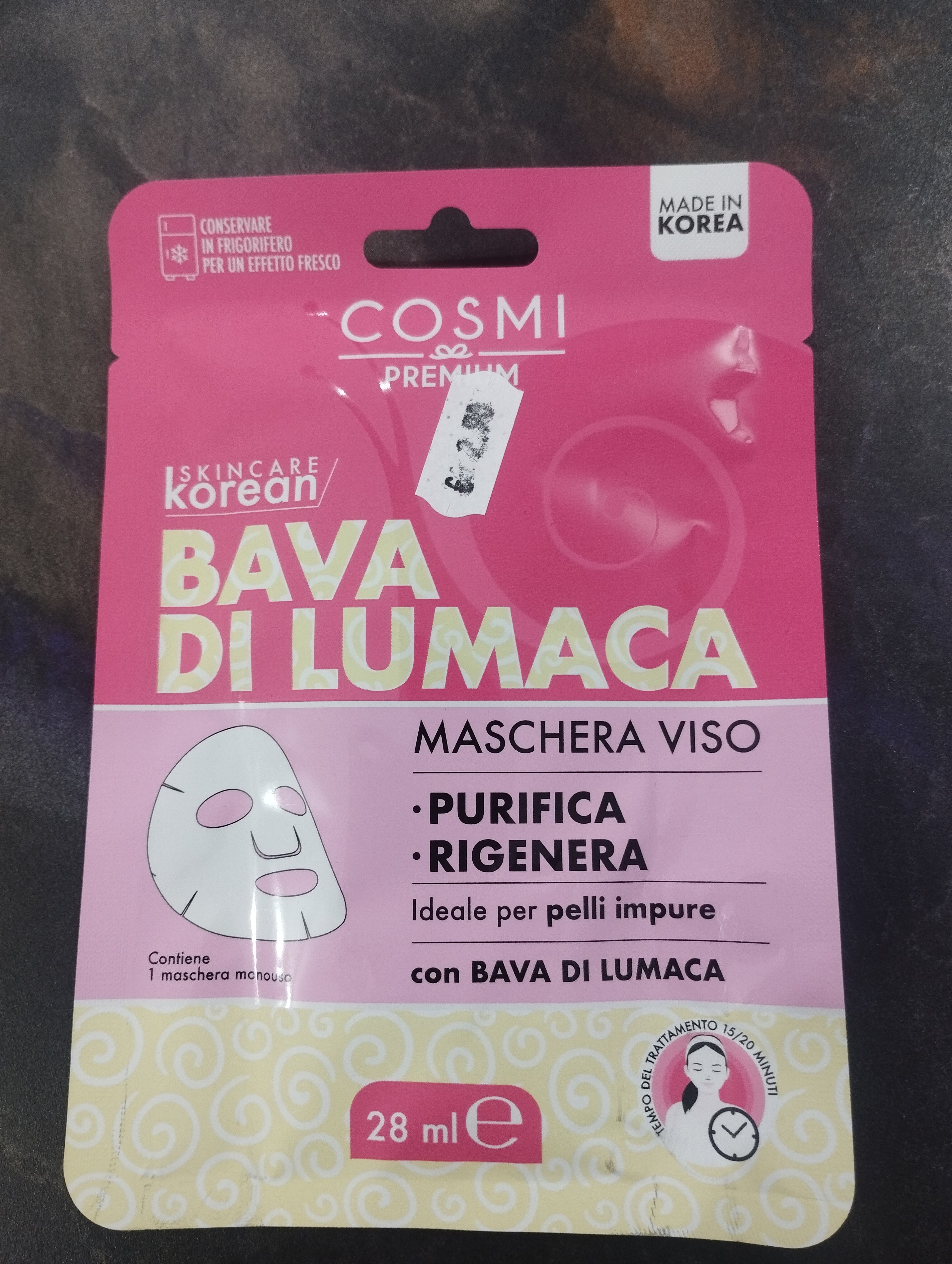 Maschera viso bava di lumaca