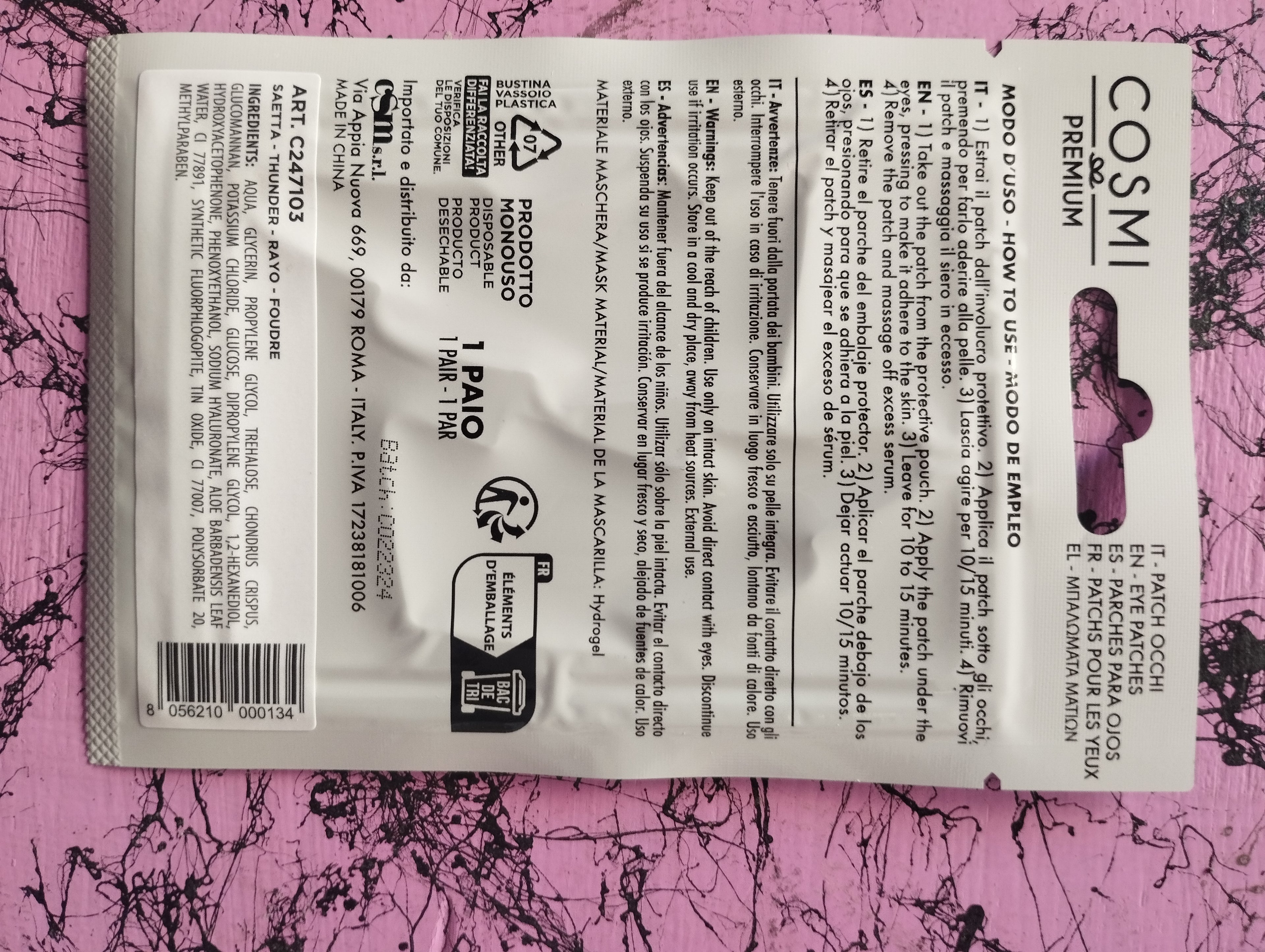 Patch occhi saetta all'aloe vera