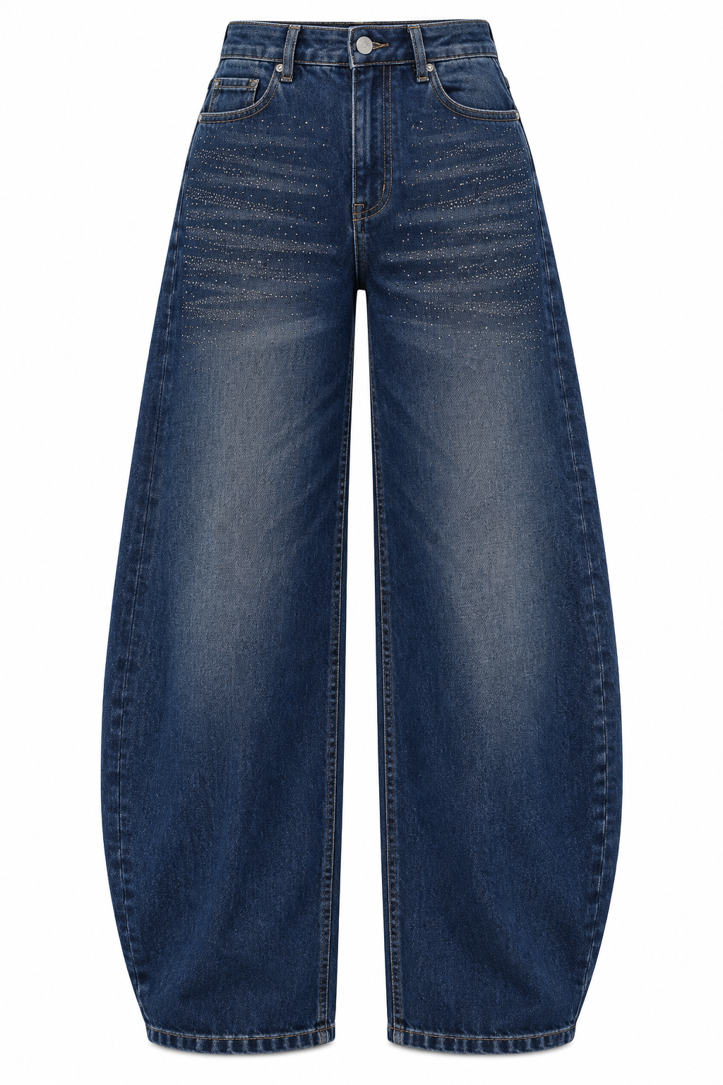 Jeans ballon con strass