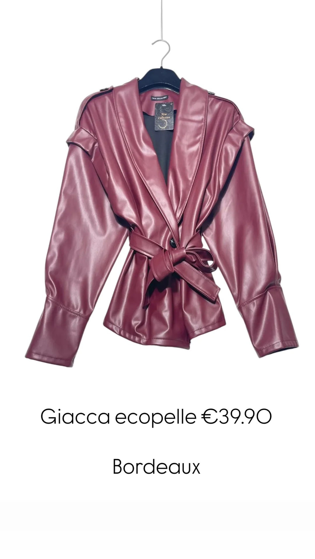 Giacca ecopelle con cintura