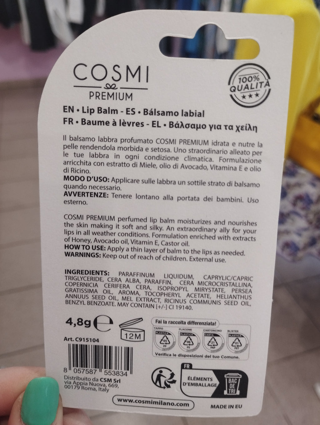 Balsamo labbra idratante vari gusti