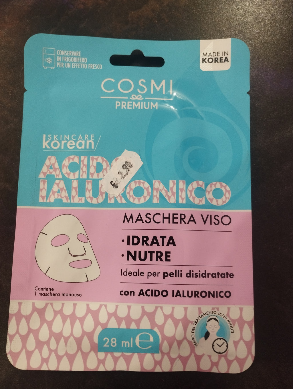 Maschera viso acido ialuronico