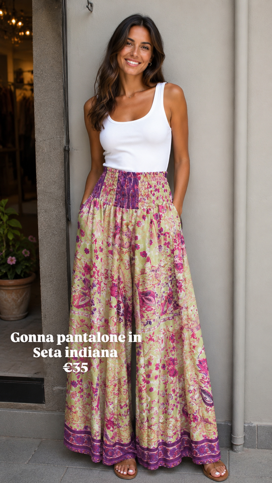 Gonna pantalone in seta indiana