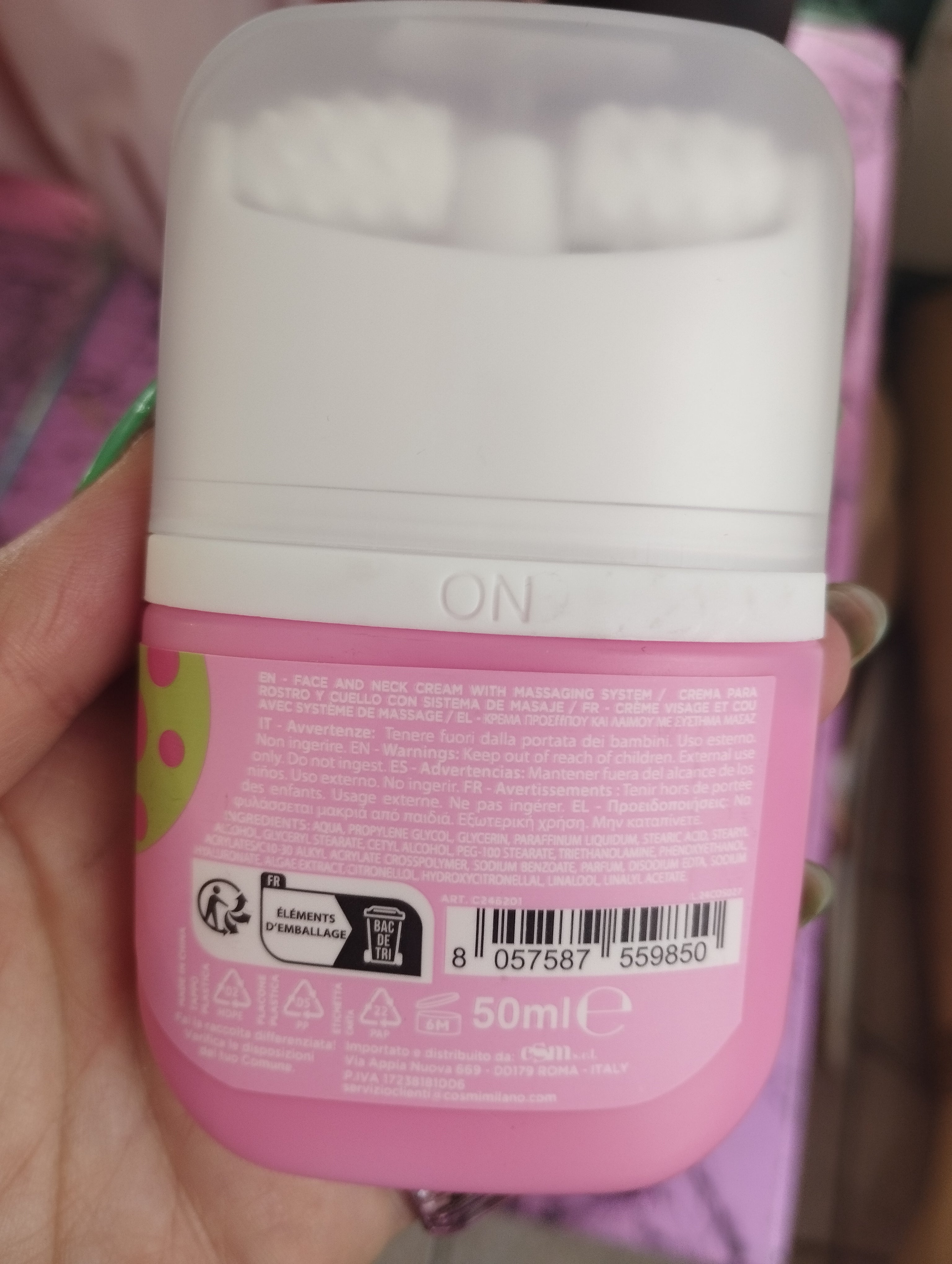 Crema viso e collo con sistema massaggiante
